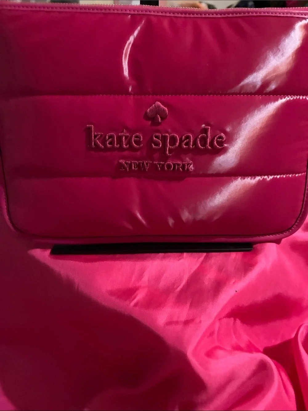 kate spade Hot Pink Quilted Shine Wristlet Pouch